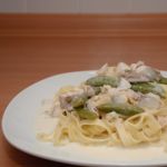 2010-09-05 2. Gang - Tagliatelle mit Lachs und Zuckerschoten in Weissweinsauce